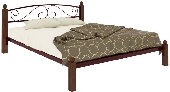 Кровать двуспальная Вероника Lux (СМ 160х190) трубка металл ( 160х190 , металл/дерево , медная шагрень , без подъемного мех. , без ящиков , без матраса (Милсон) )