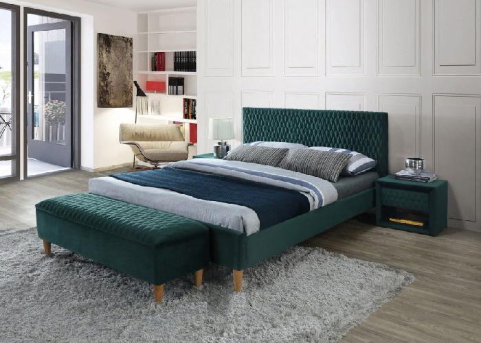 Кровать двуспальная Signal Azurro velvet bluvel (СМ 180х200) c ортопедическим основанием ( 180х200 , дерево/ткань , зеленый , без подъемного мех. , без ящиков , без матраса (Signal) )