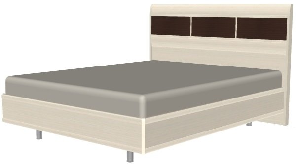 Кровать двуспальная Камелия КР-2073 (СМ 160х200) с ламельным основанием ( 160х200 , ЛДСП/МДФ , дуб беленый комбинированный , без подъемного мех. , без ящиков , без матраса (Лером) )