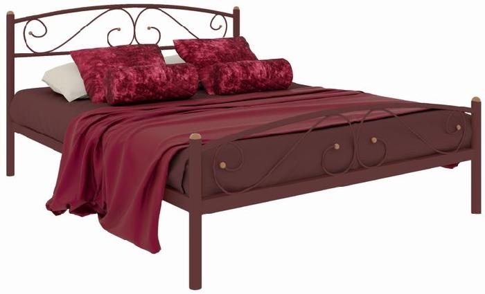 Кровать двуспальная Вероника Plus (СМ 180х190) трубка металл ( 180х190 , металл , медная шагрень , без подъемного мех. , без ящиков , без матраса (Милсон) )