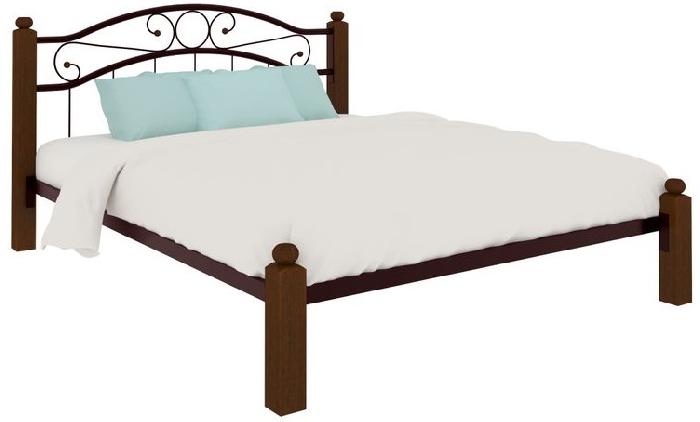 Кровать двуспальная Надежда Lux (СМ 160х200) трубка металл ( 160х200 , металл/дерево , медная шагрень , без подъемного мех. , без ящиков , без матраса (Милсон) )