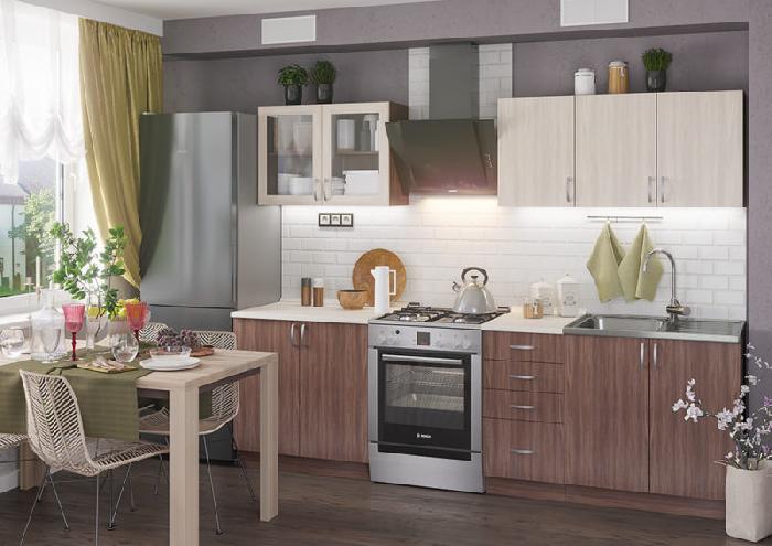 Кухня Татьяна (2,0) (ясень темный, ясень светлый-ясень темный,(Интерьер-центр)) Кухня Татьяна (2,0) (ясень темный, ясень светлый-ясень темный,(Интерьер-центр))