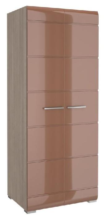 Шкаф Ненси (80) двухдверный (ясень шимо светлый, какао глянец,(Горизонт))