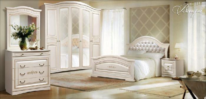 Кровать двуспальная Венера (СМ 180х200) с основанием ( 180х200 , ЛДСП/МДФ/экокожа , ясень-белый перламутр , без подъемного мех. , без ящиков , без матраса (Слониммебель) )