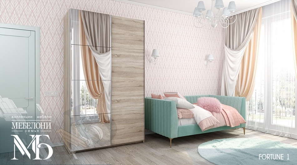 Фото Шкаф-купе Fortune-1 (1,8 - 2 двери) (400/600/800) от производителя Мебелони в Крыму по цене 59 490 ₽