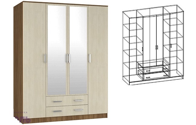 Фото Шкаф Светлана (168) четырехдверный от производителя Мебель Маркет в Крыму по цене 34&nbsp;440 ₽