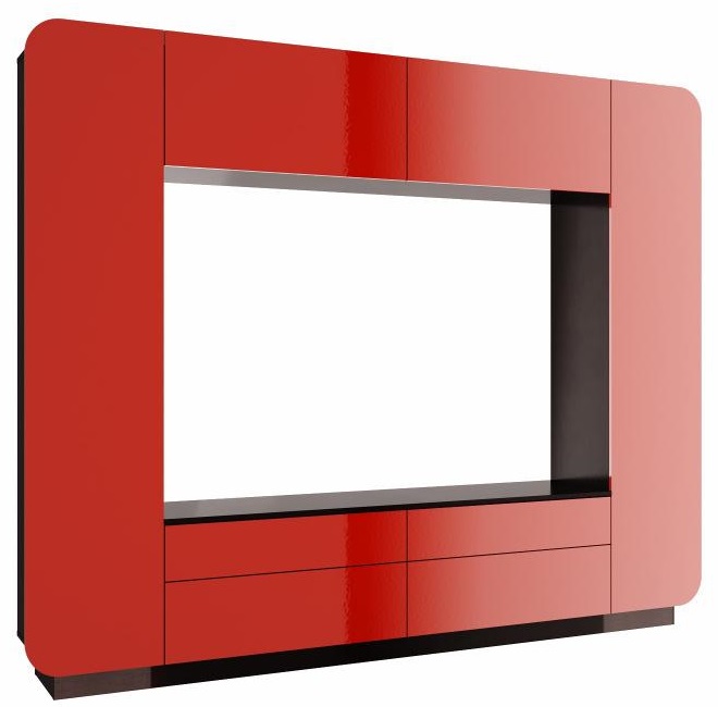 Стенка Лаванда-2 (венге, красный глянец,(Олмеко))