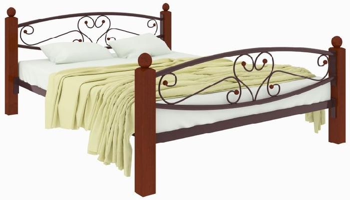 Кровать двуспальная Каролина Lux Plus (СМ 180х190) трубка металл ( 180х190 , металл/дерево , медная шагрень , без подъемного мех. , без ящиков , без матраса (Милсон) )
