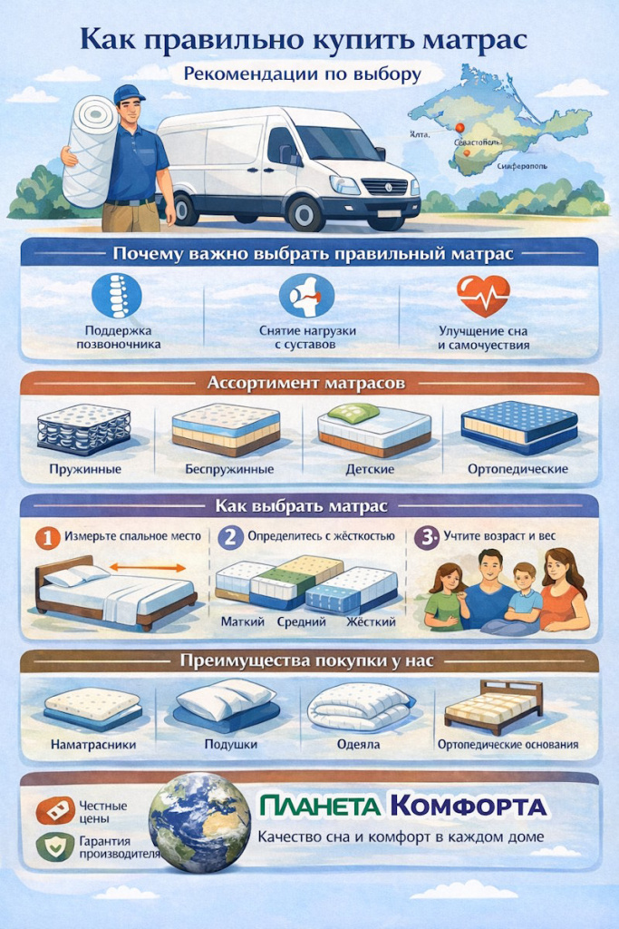 Как купить матрас в интернет магазине Планета Комфорта Крым